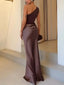 Women's Elegant One Shoulder Neck Pleated Party Maxi Dress