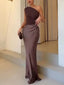 Women's Elegant One Shoulder Neck Pleated Party Maxi Dress
