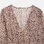 Women's Chic Brown Print V-Neck Midi Dress