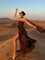 Women’s Elegant Scarf Neck Strapless High-Slit Dress
