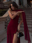 Women’s Elegant Scarf Neck Strapless High-Slit Dress