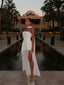 Women’s Elegant Scarf Neck Strapless High-Slit Dress