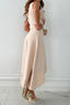 Women's Elegant Beige V-Neck Wrap Midi Dress