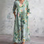 Women's Floral Boho Summer V-Neck Long Sleeve Flowy Maxi Dress