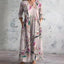 Women's Floral Boho Summer V-Neck Long Sleeve Flowy Maxi Dress