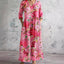 Women's Floral Boho Summer V-Neck Long Sleeve Flowy Maxi Dress
