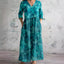 Women's Floral Boho Summer V-Neck Long Sleeve Flowy Maxi Dress