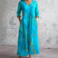 Women's Floral Boho Summer V-Neck Long Sleeve Flowy Maxi Dress