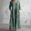 Women's Floral Boho Summer V-Neck Long Sleeve Flowy Maxi Dress