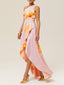 Women's Asymmetric Floral Pink One-Shoulder Maxi Dress