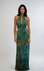 Women's Floral Summer Halter Open Back Maxi Dress