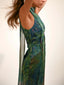 Women's Floral Summer Halter Open Back Maxi Dress