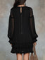 Women's Flowy Ruffle Hem Balloon Sleeve Mini Dress