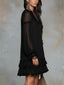 Women's Flowy Ruffle Hem Balloon Sleeve Mini Dress