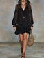 Women's Flowy Ruffle Hem Balloon Sleeve Mini Dress