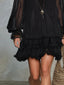Women's Flowy Ruffle Hem Balloon Sleeve Mini Dress