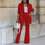 Women’s Double-Breasted Blazer and Flared Pants Set