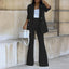 Women’s Double-Breasted Blazer and Flared Pants Set