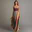 Women's Formal Ombre Striped Strapless Summer Maxi Dress
