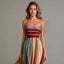 Women's Formal Ombre Striped Strapless Summer Maxi Dress