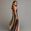 Women's Formal Ombre Striped Strapless Summer Maxi Dress