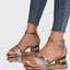 Women's Glittered Ankle Strap Heeled Sandals
