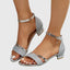 Women's Glittered Ankle Strap Heeled Sandals