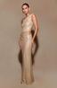 Women's Draped Gold Maxi Dress