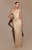 Women's Draped Gold Maxi Dress