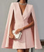 Women's V-Neck Double Breasted Cape Sleeve Blazer Dress