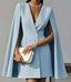 Women's V-Neck Double Breasted Cape Sleeve Blazer Dress