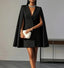 Women's V-Neck Double Breasted Cape Sleeve Blazer Dress