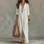 Women's Button Down Collared Long Sleeve Maxi Dress