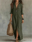 Women's Button Down Collared Long Sleeve Maxi Dress
