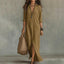 Women's Button Down Collared Long Sleeve Maxi Dress