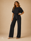 Women's High-Waist Belted Wide-Leg Relaxed-Fit Jumpsuit