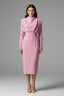 Women's Wedding Guest Fitted Mock Neck Long Sleeve Midi Dress