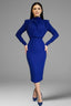 Women's Wedding Guest Fitted Mock Neck Long Sleeve Midi Dress
