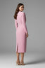 Women's Wedding Guest Fitted Mock Neck Long Sleeve Midi Dress