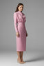 Women's Wedding Guest Fitted Mock Neck Long Sleeve Midi Dress