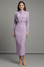 Women's Wedding Guest Fitted Mock Neck Long Sleeve Midi Dress