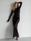 Women's Elegant Floral Lace Long Sleeve Maxi Dress