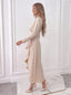 Women's Draped Belted Long Sleeve V-Neck High-Low Wrap Dress