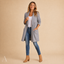 Women's Longline Open-Front with Side Pockets Draped Lapel Jacket