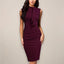 Women's Mock Neck Tie Ruched Sheath Midi Dress