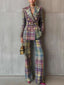 Women's Plaid Blazer and Trouser Set
