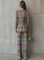 Women's Plaid Blazer and Trouser Set