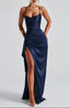 Women's Elegant Navy Blue Formal Evening Maxi Dress
