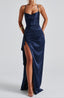 Women's Elegant Navy Blue Formal Evening Maxi Dress