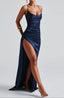 Women's Elegant Navy Blue Formal Evening Maxi Dress
